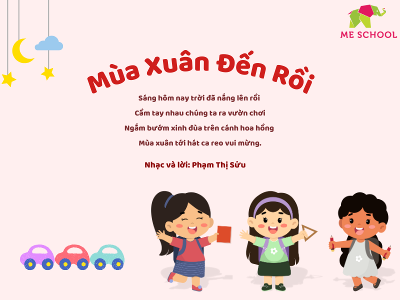 Bài hát Mùa xuân đến rồi dành cho trẻ mầm non với hình ảnh bé vui chơi ngày xuân
