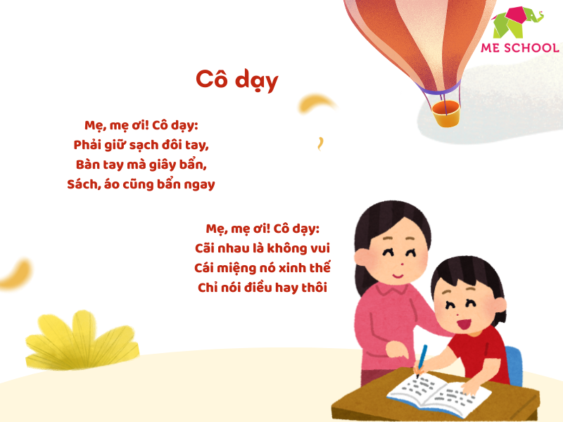 thơ cho bé 3 tuổi