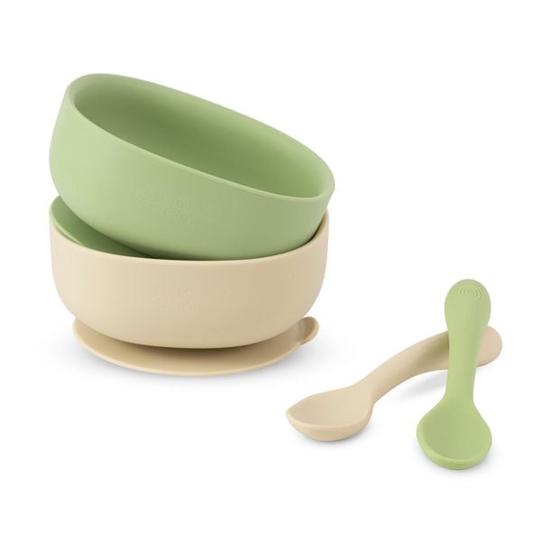 Bát và thìa ăn dặm silicone