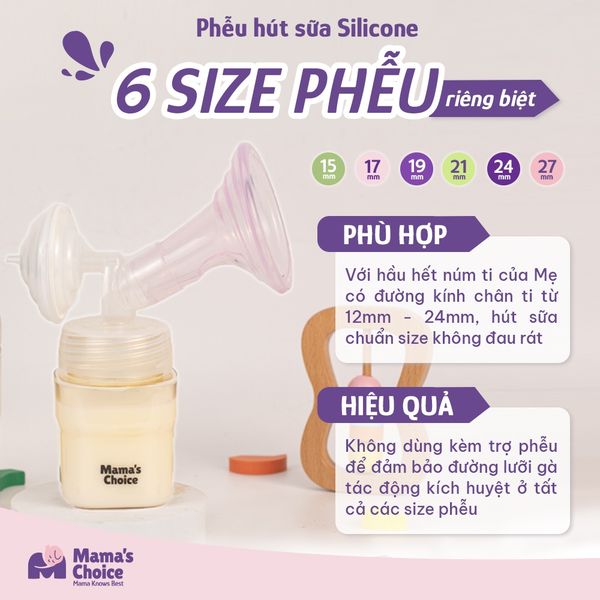 Đủ size phễu cho mẹ lựa chọn