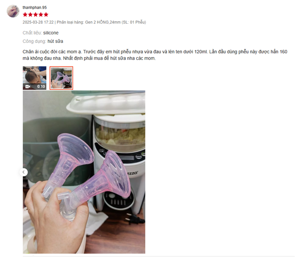Feedback của mẹ bỉm về phễu silicone