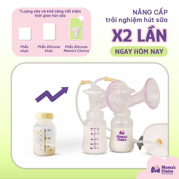 Sử dụng phễu silicone giúp mẹ hút sữa kiệt