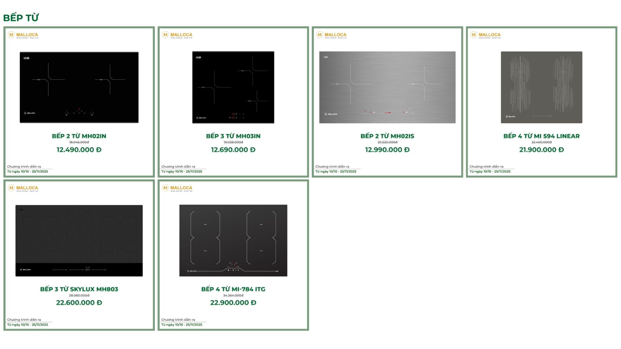 Siêu phẩm bếp từ của Malloca - Ưu đãi ngập tràn
