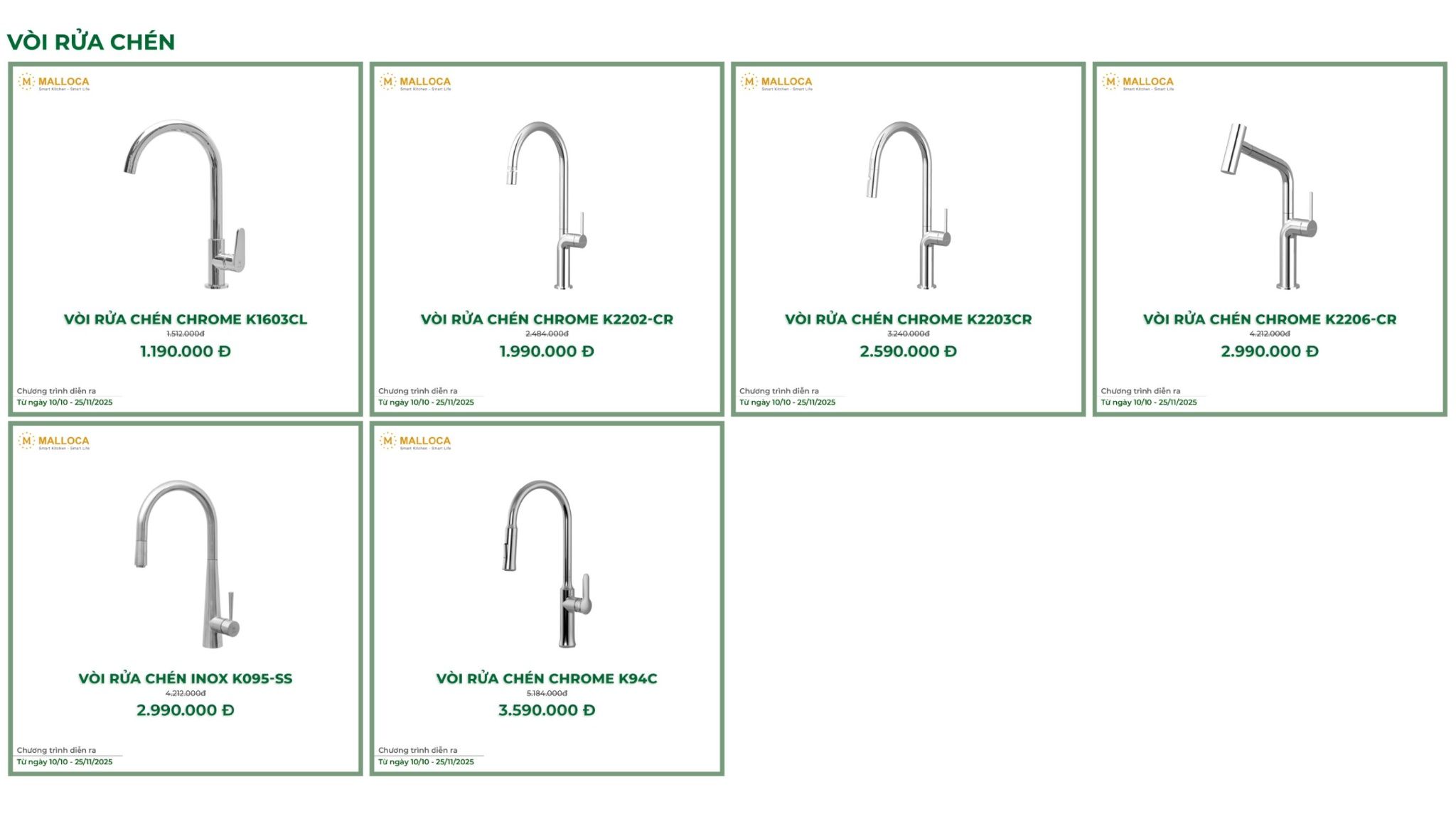 Vòi rửa bát cao cấp từ Malloca - Giá rẻ bất ngờ