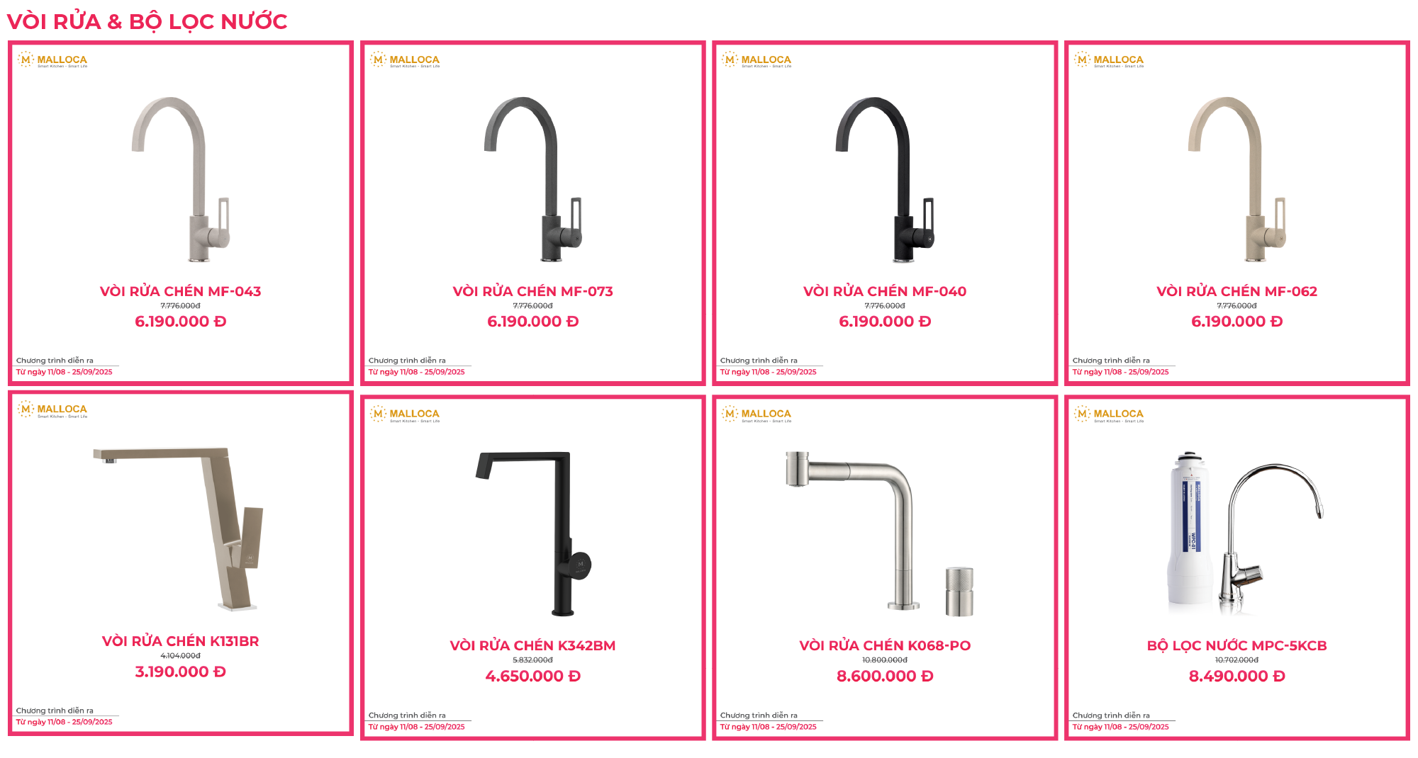 Mua vòi rửa bát và bộ lọc nước với mức giá ưu đãi