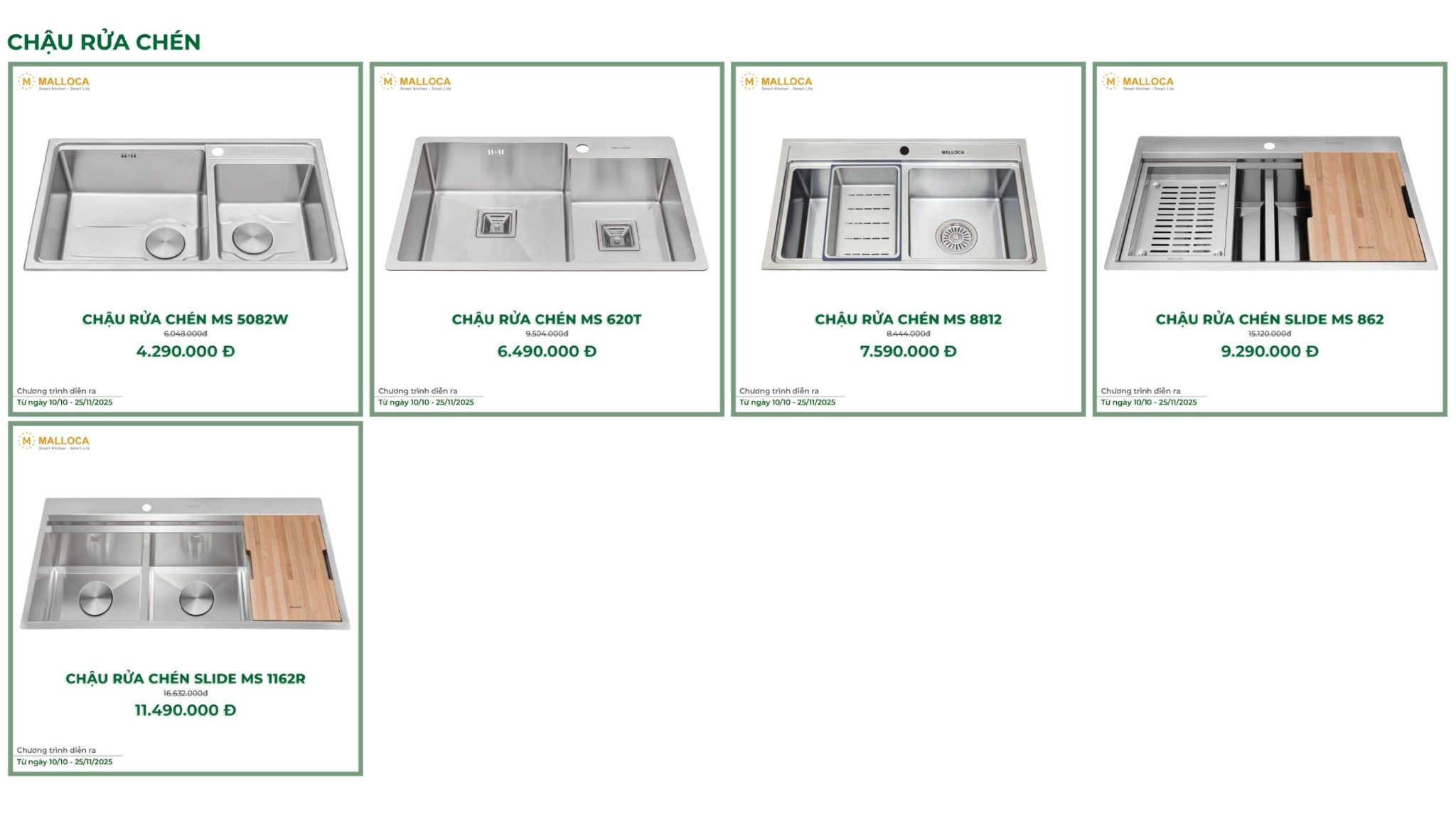 Chậu rửa chén bát Malloca hiện đại - Giảm đến 39%