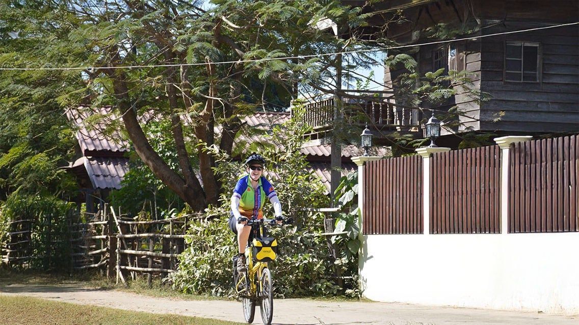 CYCLING THROUGH VILLAGES ALONG THE MEKONG IN LAOS