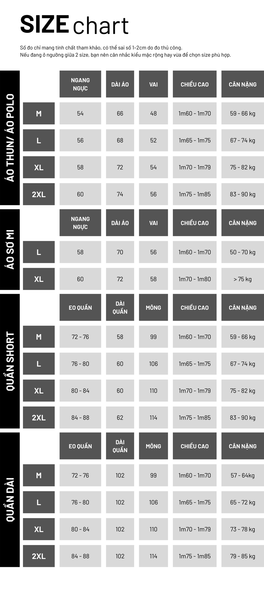 Hướng dẫn chọn size quần áo nam chuẩn form