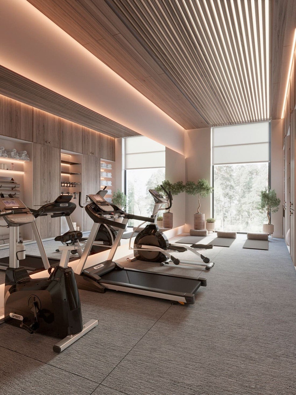 Màu sắc phòng tập trung tính, tận dụng ánh sáng tự nhiên