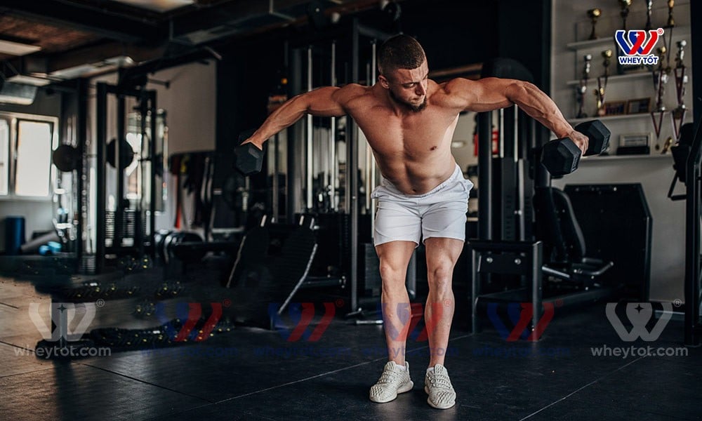 Động tác thực hiện bài tập vai sau với tạ đơn - Dumbbell Rear Delt Fly