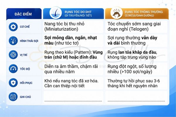 Rụng tóc do DHT hay rụng tóc thông thường