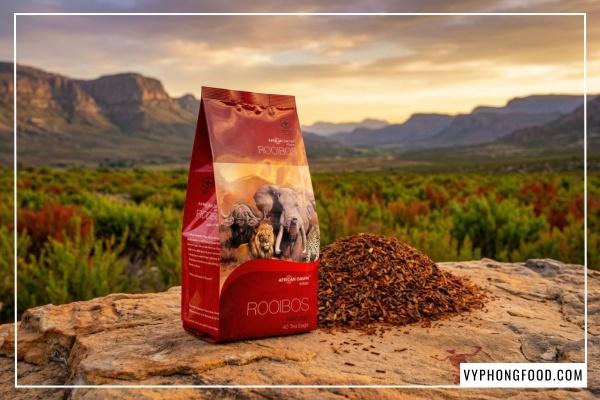 Hộp trà Rooibos African Dawn túi lọc chính hãng trả lời câu hỏi trà rooibos mua ở đâu uy tín.