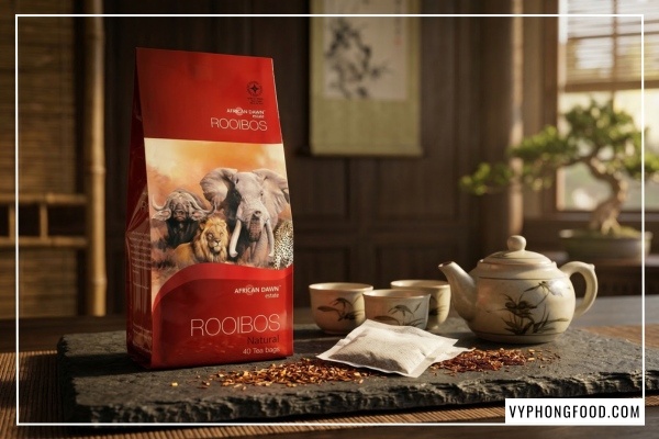 Hồng trà Rooibos Nam Phi African Dawn chính hãng từ vùng Cederberg được nhập khẩu chính ngạch bởi vyphongfood.com