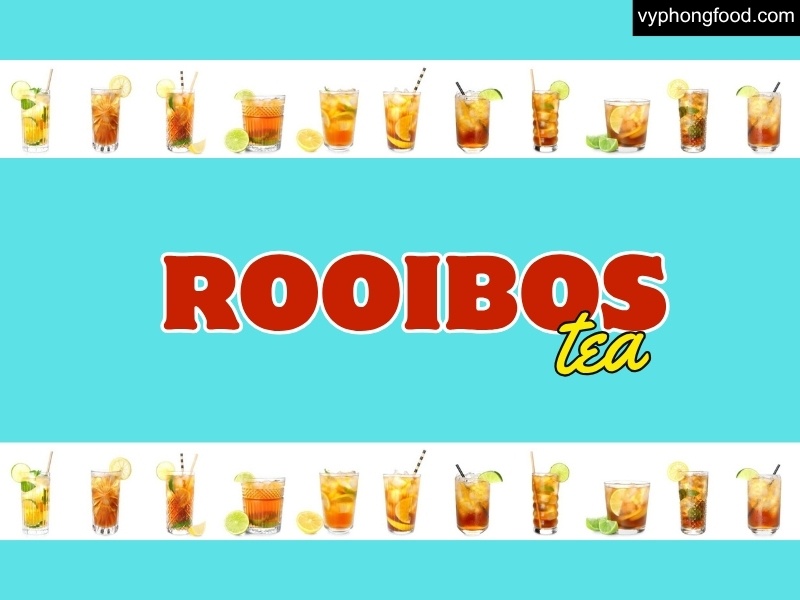 A glass of South African Rooibos tea with ice, lemon and mint on a summer table, showing recipes for iced tea, lemonade, smoothie, latte and kombucha to support better sleep and health.