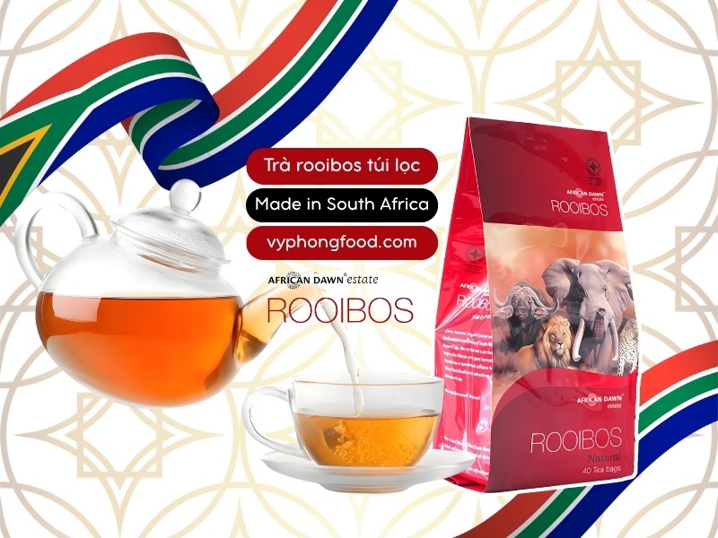 A glass of South African Rooibos tea with ice, lemon and mint on a summer table, showing recipes for iced tea, lemonade, smoothie, latte and kombucha to support better sleep and health.