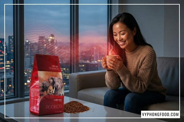Trà rooibos có tác dụng gì trong việc hỗ trợ tiêu hóa và giảm cân lành mạnh cho dân văn phòng - Sản phẩm African Dawn từ VyPhongFood và Veggie.