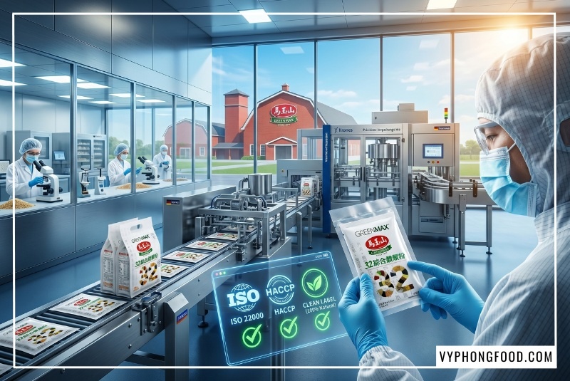 Bột ngũ cốc cho người ăn chay Greenmax Đài Loan giàu Vitamin B12 và sắt giúp hỗ trợ hệ thần kinh từ 32 loại hạt tự nhiên không đường.