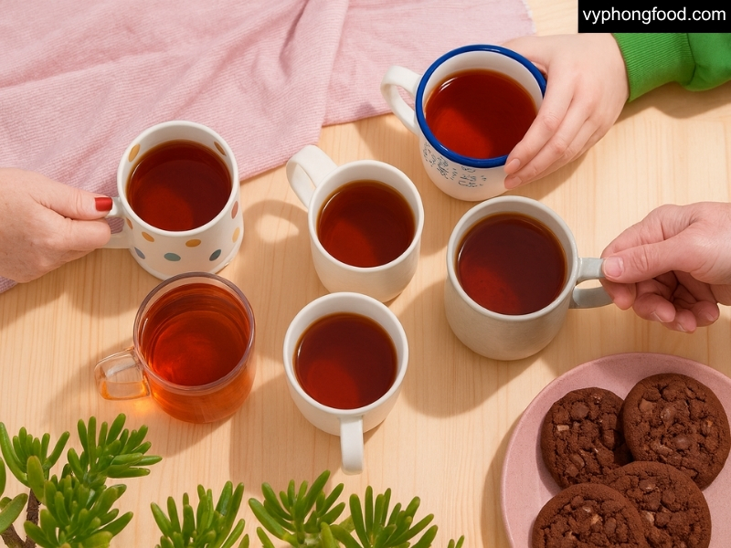 A cup of South African Rooibos tea beside a glass of water, illustrating a practical, easy hydration guide, caffeine-free, antioxidant-rich, and low in tannins.