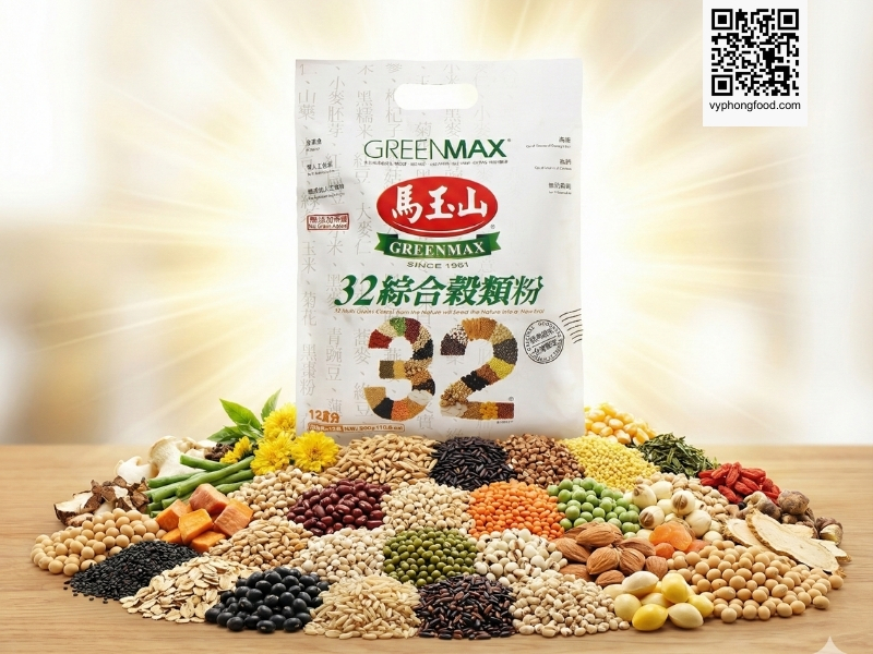 Bột ngũ cốc dinh dưỡng không đường ăn kiêng dành cho người tiểu đường từ 32 loại hạt Greenmax chính hãng nhập khẩu Đài Loan.