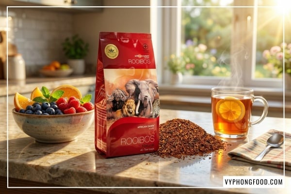 trà rooibos mua ở đâu - Hồng trà Rooibos Nam Phi African Dawn dạng túi lọc giúp ngủ ngon và giảm căng thẳng stress chính hãng tại VyPhongFood