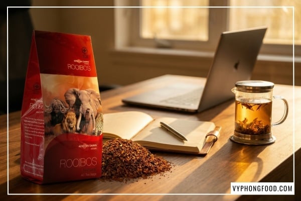 trà rooibos mua ở đâu - Hồng trà Rooibos Nam Phi African Dawn dạng túi lọc giúp ngủ ngon và giảm căng thẳng stress chính hãng tại VyPhongFood