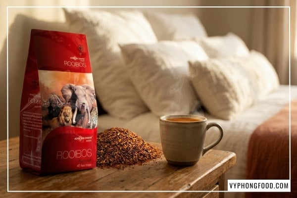 trà rooibos mua ở đâu - Hồng trà Rooibos Nam Phi African Dawn dạng túi lọc giúp ngủ ngon và giảm căng thẳng stress chính hãng tại VyPhongFood