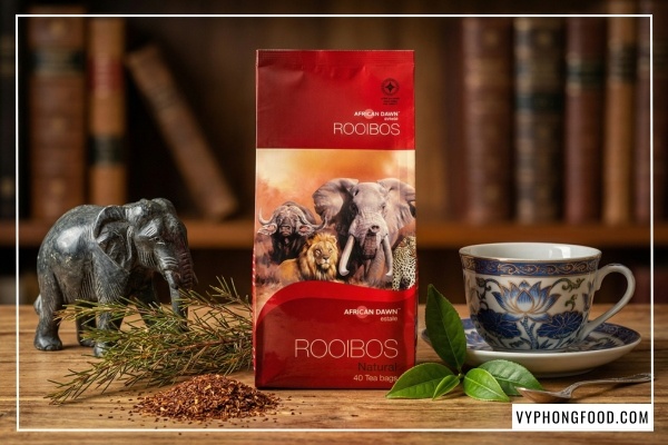 Trà rooibos có tác dụng gì? Ly hồng trà rooibos African Dawn túi lọc không caffeine giúp ngủ ngon và giảm căng thẳng stress tự nhiên cho người mất ngủ.