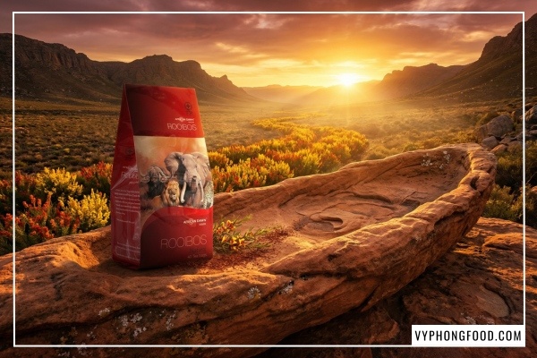 Trà rooibos mua ở đâu uy tín - hình ảnh hồng trà rooibos túi lọc 40 gói African Dawn chính hãng nhập khẩu bởi VyPhongFood.