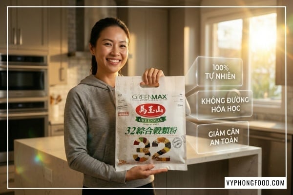 Review bột ngũ cốc dinh dưỡng giảm cân Greenmax Đài Loan 32 loại hạt không đường nhập khẩu chính ngạch Vy Phong Food.