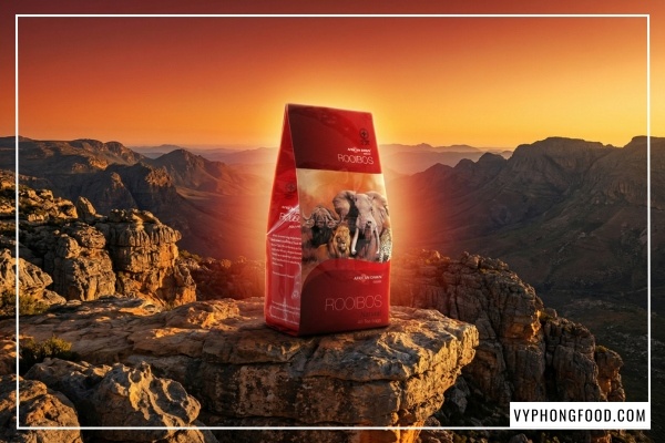 Đồ họa tổng hợp 10 lợi ích tuyệt vời trả lời cho câu hỏi trà rooibos có tác dụng gì đối với sức khỏe, nổi bật là sản phẩm hồng trà nam phi thương hiệu African Dawn.