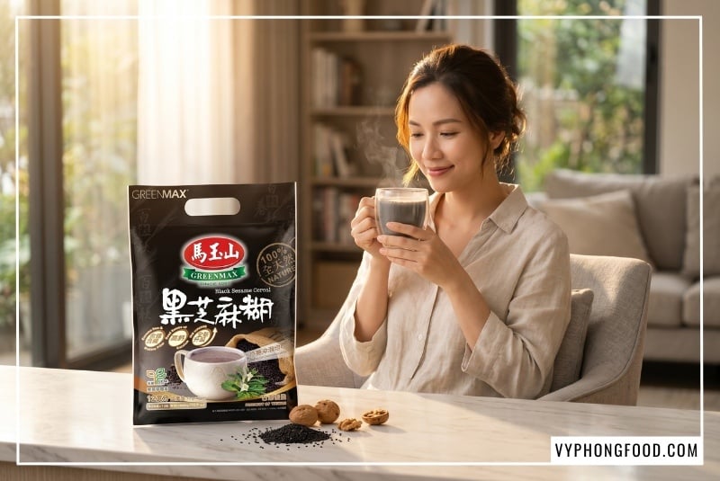 Bột mè đen cho phụ nữ sau sinh Greenmax Đài Loan nhập khẩu chính ngạch giúp kích sữa và ngừa táo bón hiệu quả có thể thay thế cho sữa bầu