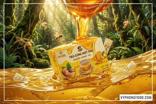 mật ong rừng nguyên chất thành phần trà gừng mật ong qna farm