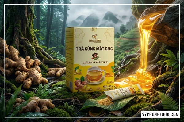 gừng sẻ tiên phước quảng nam thành phần chính tạo nên công dụng của trà gừng với mật ong qna farm.