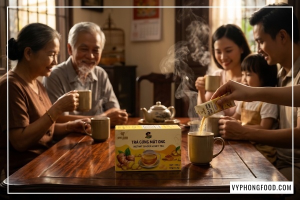 gừng sẻ tiên phước quảng nam thành phần chính tạo nên công dụng của trà gừng với mật ong qna farm.