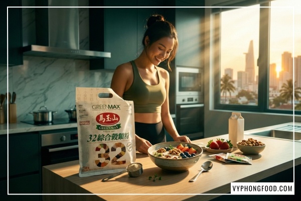 Bột ngũ cốc dinh dưỡng giảm cân Greenmax không đường tinh luyện, hỗ trợ kiểm soát đường huyết an toàn cho người tiểu đường.