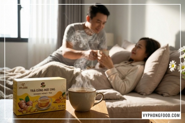 Công dụng của trà gừng với mật ong giúp giải cảm và tăng sức đề kháng hiệu quả cho cả gia đình vào thời điểm giao mùa..