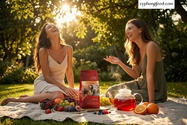 Sản phẩm hồng trà rooibos Nam Phi African Dawn dạng túi lọc giúp hỗ trợ giảm cân, đẹp da và giảm căng thẳng hiệu quả cho phụ nữ văn phòng.