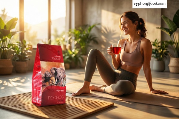 Sản phẩm hồng trà rooibos Nam Phi African Dawn dạng túi lọc giúp hỗ trợ giảm cân, đẹp da và giảm căng thẳng hiệu quả cho phụ nữ văn phòng.