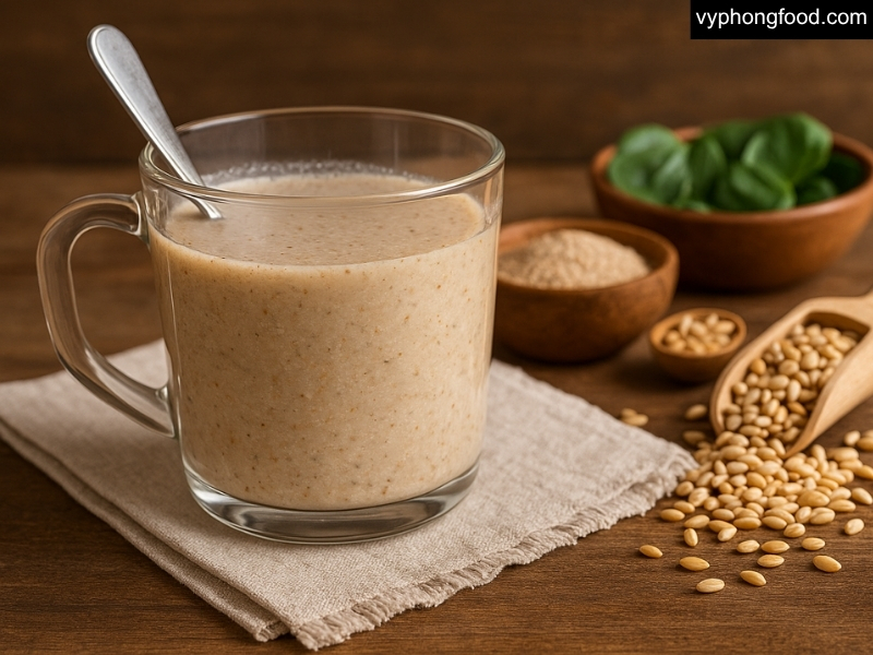 Ảnh minh họa bữa ăn thuần chay cân bằng với bột ngũ cốc dinh dưỡng cho người thuần chay; nhấn mạnh chất lượng khẩu phần và lối sống lành mạnh.