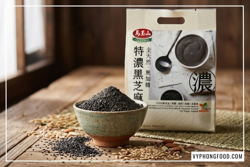 Ly bột ngũ cốc dinh dưỡng từ mè đen và các loại hạt Greenmax Đài Loan thơm ngon giàu Vitamin E giúp phát huy tối đa công dụng của bột mè đen cho mẹ bầu trong việc nuôi dưỡng làn da đàn hồi và chủ động ngăn ngừa rạn da thai kỳ từ tháng thứ 3.