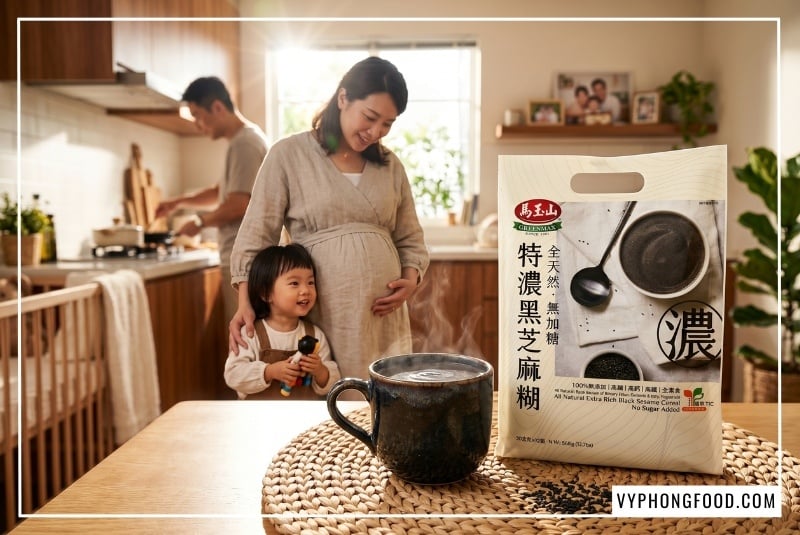 Ly bột ngũ cốc dinh dưỡng từ mè đen và các loại hạt Greenmax Đài Loan thơm ngon giàu Vitamin E giúp phát huy tối đa công dụng của bột mè đen cho mẹ bầu trong việc nuôi dưỡng làn da đàn hồi và chủ động ngăn ngừa rạn da thai kỳ từ tháng thứ 3.