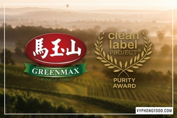 Hình ảnh gói bột ngũ cốc dinh dưỡng giảm cân Greenmax Đài Loan với tem chứng nhận Clean Label và các loại hạt ngũ cốc tự nhiên, nhập khẩu chính ngạch bởi VyPhongFood.