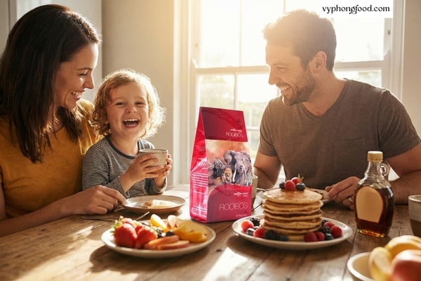 Hồng trà Rooibos Nam Phi thương hiệu African Dawn là loại trà thảo mộc túi lọc hoàn toàn không chứa Caffeine và có hàm lượng Tannin thấp. Sản phẩm an toàn tuyệt đối cho phụ nữ mang thai, giúp lợi sữa, giảm căng thẳng và hỗ trợ giảm chứng đau bụng (colic) ở trẻ sơ sinh, trẻ nhỏ.