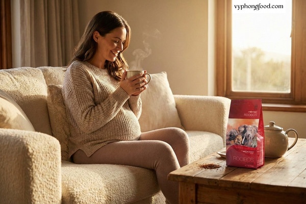 Hồng trà Rooibos Nam Phi thương hiệu African Dawn là loại trà thảo mộc túi lọc hoàn toàn không chứa Caffeine và có hàm lượng Tannin thấp. Sản phẩm an toàn tuyệt đối cho phụ nữ mang thai, giúp lợi sữa, giảm căng thẳng và hỗ trợ giảm chứng đau bụng (colic) ở trẻ sơ sinh, trẻ nhỏ.