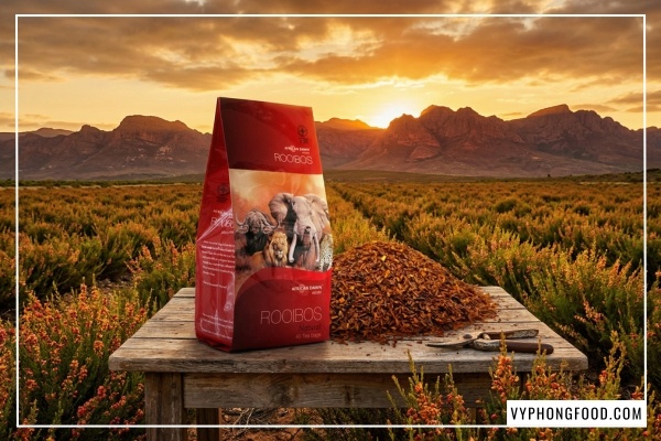Trà rooibos có tác dụng gì cho tim mạch: Ly hồng trà Nam Phi chính hãng African Dawn giúp ổn định huyết áp và giảm cholesterol xấu.