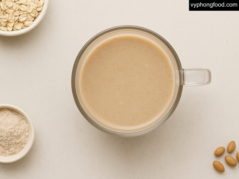 Ly thủy tinh chứa bột ngũ cốc dinh dưỡng cho người thuần chay greenmax pha nóng, giàu đạm thực vật và ngũ cốc nguyên cám, tăng cường b12–canxi–vitamin d, lựa chọn thông minh giúp cân bằng dinh dưỡng và giảm rủi ro sức khỏe; sản phẩm nhập khẩu chính ngạch tại vyphongfood.com.