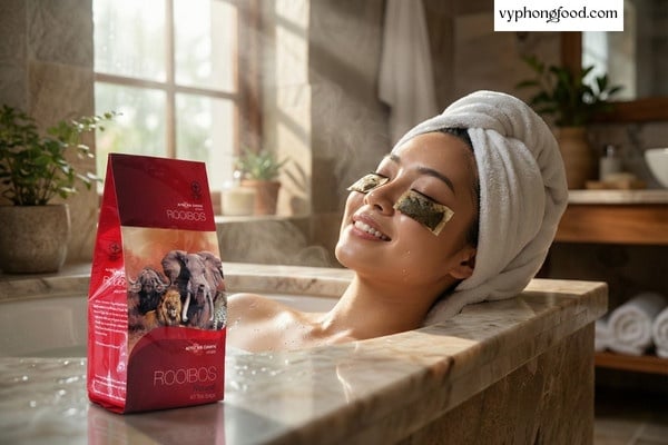 Hình ảnh túi Hồng trà Rooibos Nam Phi African Dawn giúp đẹp da chống lão hóa cho phụ nữ công sở.