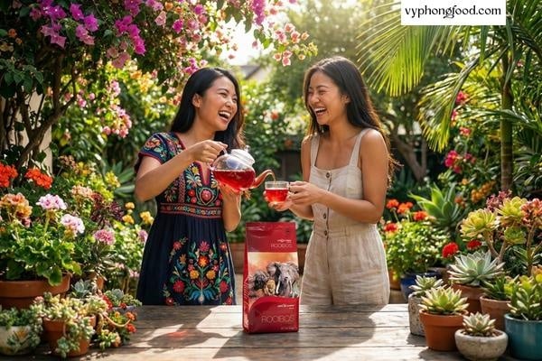Hình ảnh túi Hồng trà Rooibos Nam Phi African Dawn giúp đẹp da chống lão hóa cho phụ nữ công sở.