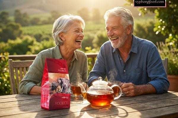 African Dawn South African Rooibos herbal tea bags to stabilize blood pressure and support heart health for seniors and office workers.