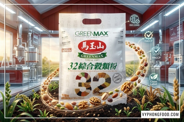 Sản phẩm bột ngũ cốc Đài Loan Greenmax dinh dưỡng 32 loại hạt giúp giải đáp thắc mắc bột ngũ cốc Đài Loan có tốt không cho người tiêu dùng.
